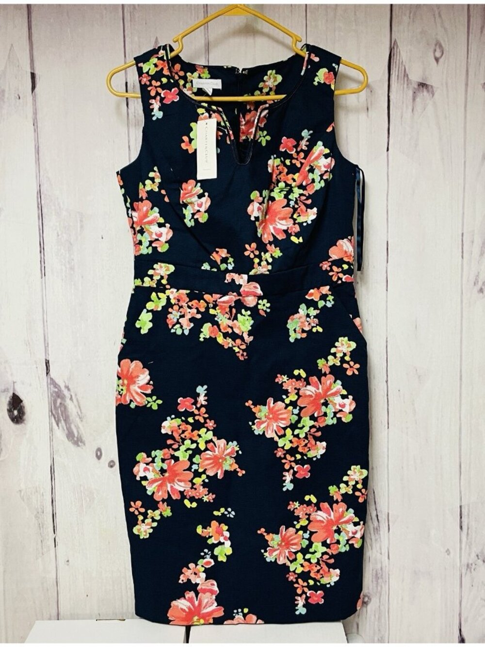 Charter Club Womens Size 6 Coral Gables Blue Floral Dress Below Knee